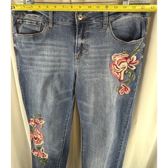 Kensie Jeans‎ Blue Denim Embroidered Floral Skinny Fit 10/30 Streetwear 67-39 - Picture 6 of 14
